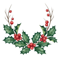 Watercolor Christmas Poinsettia Floral Illustration, Holiday Botanical Arrangement on White