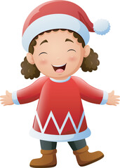 Cute little girl cartoon wearing winter clothes