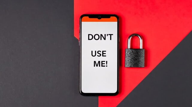 Phone with lock  message on redblack.