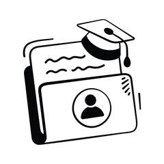 Hand drawn doodle style icon of student profile, modern design