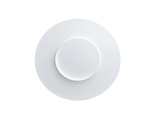 Minimalist white circular device with subtle shadow depth