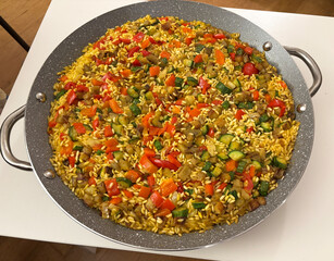 Vegan paella. Healthy Spanish traditional food