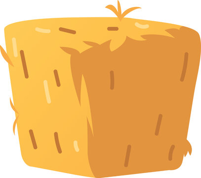 Haystack flat vector icon, cartoon bale of hay, straw barn and square hayloft, dry yellow grass bundle, forage pasture