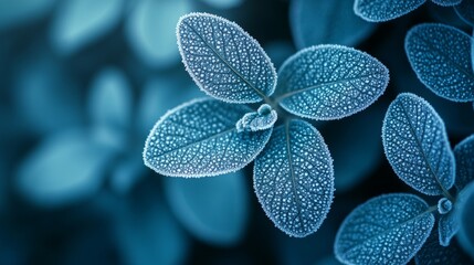 Lush blue leaves draw attention with their textures, creating a tranquil, captivating botanical vibe