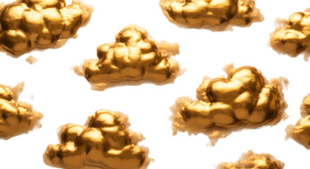 Seamless pattern of golden clouds against a for luxury designs on transparent background