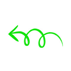 Obraz premium Hand drawn green curve arrow pointing. Left side arrow icon symbol.