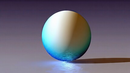 A 3D rendered sphere with a gradient color scheme and a shadow, set against a gradient background.