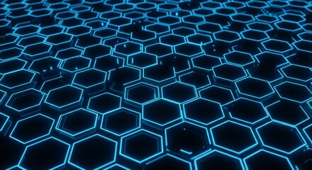 Abstract futuristic hexagonal technology background design rendered in blue with illuminated cells