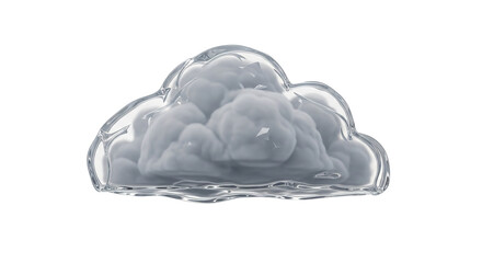 Glass cloud sculpture against a in a studio environment on transparent background