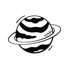 Doodle illustration of planet, science, space studies, and astronomy education