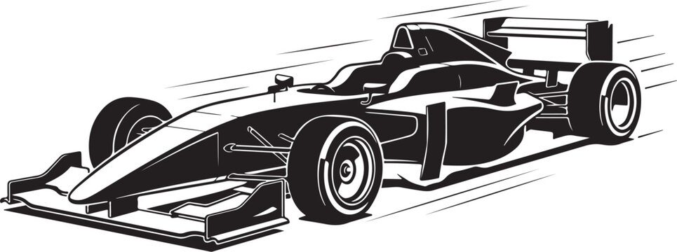 Formula 1 race car in motion, speed, competition, motorsport graphic illustration