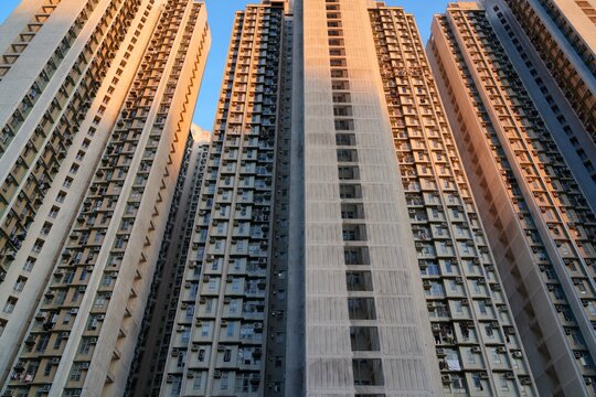 Hong Kong high density public housing residential estate. Urban overpopulation. Tsz Wan Shan in Wong Tai Sin District of Kowloon, Hong Kong.