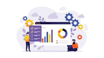 Data Analysis and Business Management Optimization Illustration