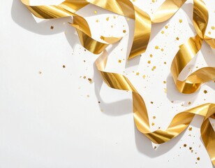 Golden Ribbons and Confetti – Elegant Celebration Flatlay