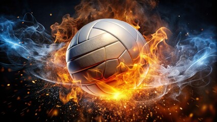 Fototapeta premium Fiery Volleyball Ball in Motion A Dynamic Composition of Sport and Energy