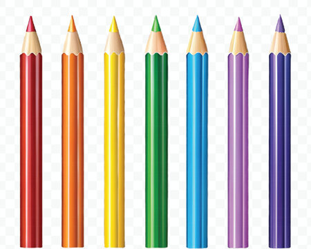 realistic 3d pile of multi color pencils in different style isolated on transparent background 