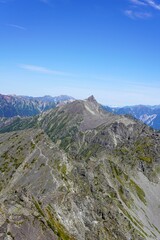 北アルプス　奥穂高岳から望む槍ヶ岳　大喰岳　立山連峰