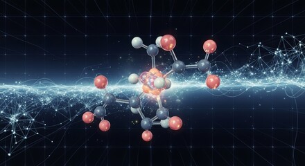 Molecular structure illustration with network and glowing effect science and technology concept background