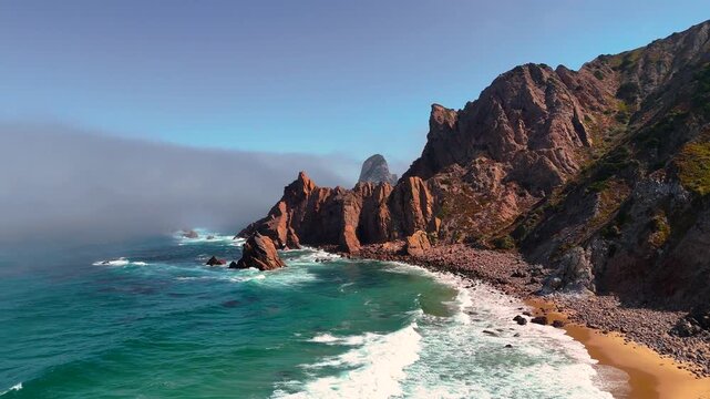 Drone Footage of Cabo da Roca&rsquo;s Majestic Atlantic Shores &mdash; Towering Rock Formations, Wild Coastal Landscapes, and Pristine Ocean Views at Europe&rsquo;s Western Edge