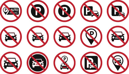 No parking signs collection traffic rules and regulations zone