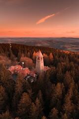 Cerna Studnice - stone lookout tower in Jizera Mountains, Czech Republic