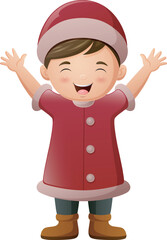 Cartoon little boy wearing winter clothes