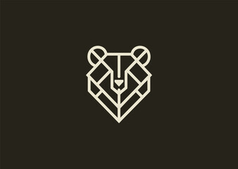 A simple bear logo using bold minimal lines to create a strong and grounded silhouette, conveying power, calmness, and natural resilience in a straightforward modern form