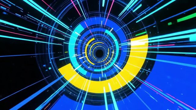 An abstract digital tunnel in motion.