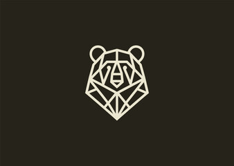 A simple bear logo using bold minimal lines to create a strong and grounded silhouette, conveying power, calmness, and natural resilience in a straightforward modern form