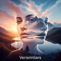 Ethereal Convergence: Abstract Human Faces and Lush Natural Landscapes Meld in Dreamlike, Vibrant, Softly Blended Pastels and Fluid Texture Realms