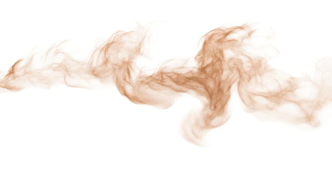 Abstract brown smoke or dust cloud against a for compositing on transparent background
