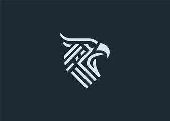 A geometric hawk logo built with sharp angular lines and powerful symmetry, representing precision, dominance, and aerial strength in a modern vector style