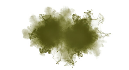 Olive green smoke cloud effect for compositing work on transparent background