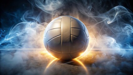 A glistening sphere of athletic competition, illuminated amidst swirling ethereal smoke, evokes a sense of anticipation and dynamic energy.