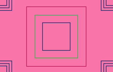 Nested square outlines on vibrant pink background art