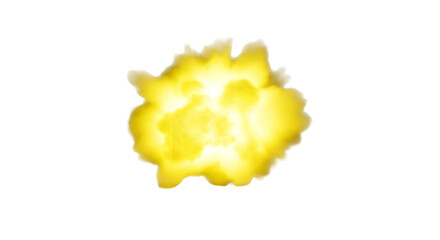 Bright yellow explosion with soft edges against a stark image on transparent background
