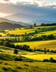 Scenic valley at sunset
