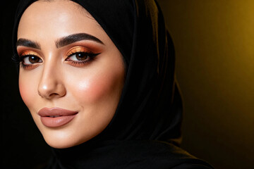 Charming Arab Woman with Perfect Skin and Stylish Eye Makeup