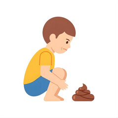 kid with poop vector illustration