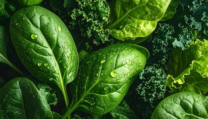 Fresh green leafy vegetables closeup