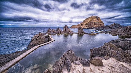 Natural Swimming Pools and Rocky Coast at Porto Moniz, Madeira, Portugal, Europe