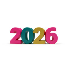 Colorful Bold 3D Render of the Year 2026 Digits