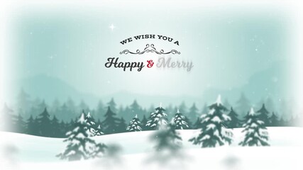 Animated Merry Christmas And New Year Background Animated 2d christmas and new year holidays landscape with snowfall and snow for winter season and parallaxe effect and depth of field blur - Powered by Adobe
