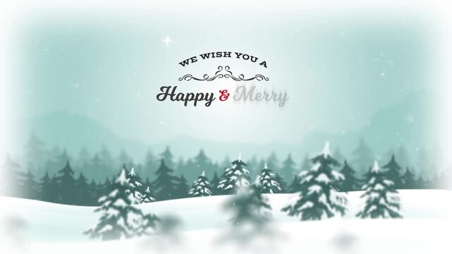 Animated Merry Christmas And New Year Background Animated 2d christmas and new year holidays landscape with snowfall and snow for winter season and parallaxe effect and depth of field blur