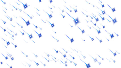 Blue shooting star pattern with glowing trails on transparent background, falling celestial astronomy cosmic light particles, elegant sparkling meteor cosmic designs,  fantasy  starfall visuals.