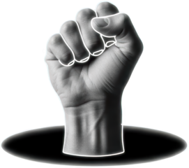 Black And White Close Up Of A Clenched Fist Emerging From A Glowing Oval On A Transparent Background Hand Power Strength Solidarity Unity Protest Rebellion Resistance