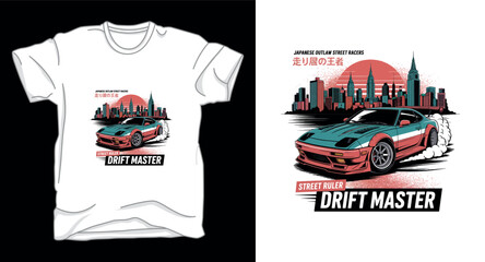 Drift master drifting car graphic vector art t-shirt design print template