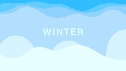 ILLUSTRATION WINTER BACKGROUND WITH SNOWY LANDSCAPES FLAT BLUE COLOR CHRISTMAS DESIGN GODD FOR FLYER, BANNERS, PRINT, WEBSITE, WALLPAPER, COVER DESIGN, GREETING CARD