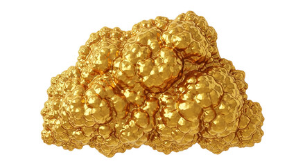 Golden nugget cluster gleaming against a black backdrop showcasing wealth and value on transparent background