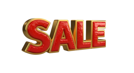 Premium 3D Sale lettering sign for retail marketing and e-commerce promotions isolated PNG with Transparent Background